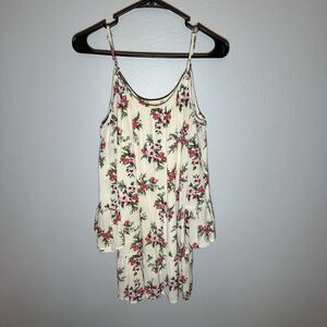 Altar’d State Floral Bell Sleeve Mini Dress Small Cold Shoulder Pink Off White